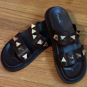 Studded brown slides